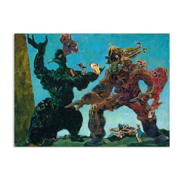 Imagem de Zeichn8u Pôster Max Ernst The Barbarians Reproduções de Pinturas Famosas Surrealismo Arte de Parede Tela Max Ernst Decoração de Parede para Presentes de Sala de Estar 100 x 70 cm Pôster