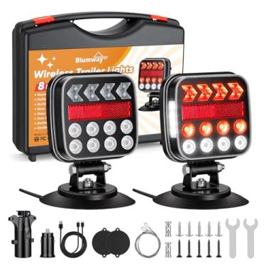 Imagem de BlumWay Luzes de reboque magnéticas sem fio, transmissor atualizado de 2,4 GHz com kit de luzes de reboque de 3000 mAh para caminhões, barcos, trailers, veículos, caravanas, alcance de transmissão de