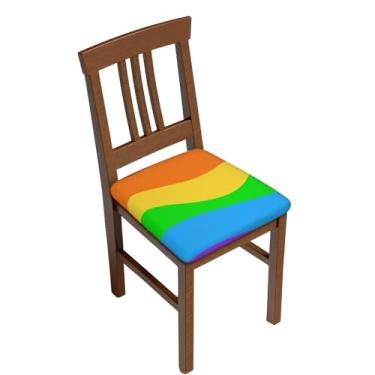 Imagem de ZERAOKE Capa de almofada quadrada com estampa de arco-íris, capa de almofada com gravatas, para decoração de cadeira de jantar, casa, casamento. Duas peças