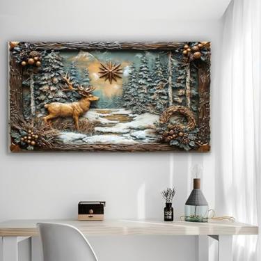 Imagem de Arte de parede em tela rústica Stag Under Star - Pôster sem moldura de 30 x 61 cm - Decoração de casa e escritório para sala de estar, quarto, cozinha e café