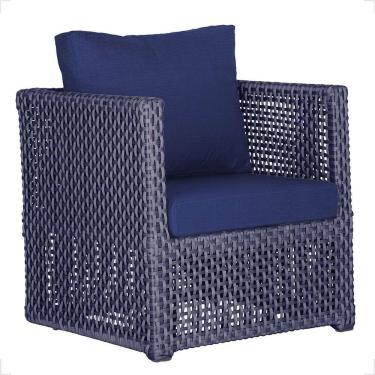 Imagem de 1 Poltrona Madri Alumínio Corda Náutica Estofado 10 Trama Azul