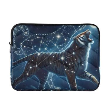 Imagem de Capa acolchoada para laptop rugido estrelado tigre azul escuro à prova de choque capa protetora para notebook capa para laptop 15,6 polegadas