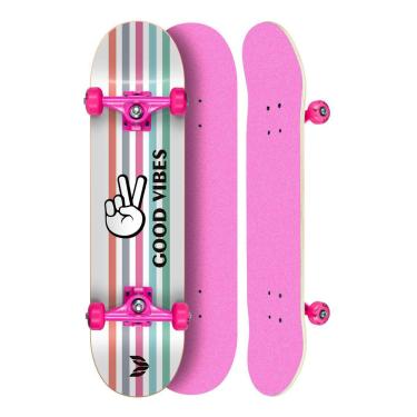 Imagem de Skate Montado Profissional Cisco Feminino Good Vibes - Truck/Roda/Lixa Rosa 8