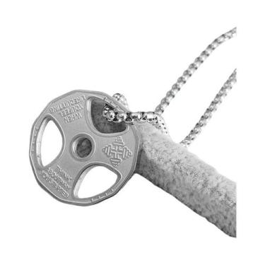 Imagem de Colar De Pingente De Halteres De Aço Titânio Unissex Punk Fitness Joia