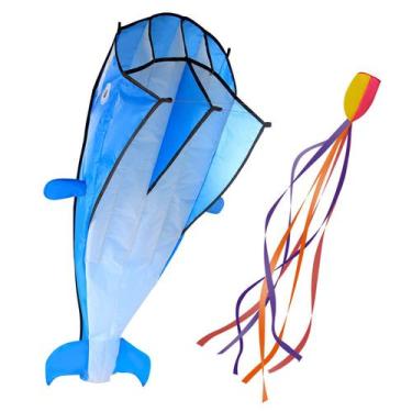 Imagem de Kite IMAGE Breeze Beach Dolphin Blue, grande, sem moldura, macio