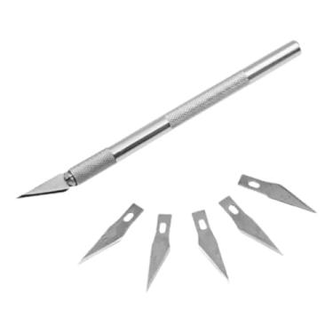Imagem de Kit Estilete de Precisão Profissional Tipo Bisturi em Aço com 6 Lâminas para Artesanato, Scrapbook, Modelismo e Cortes em Geral