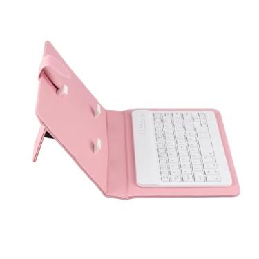 Imagem de Cocoarm Capa de Teclado Case Teclado Sem Fio para Celulares de 4,5 a 6,8 Polegadas Com Suporte Magnético Removível Capa de Couro PU Compatível Com IOS (Rosa)