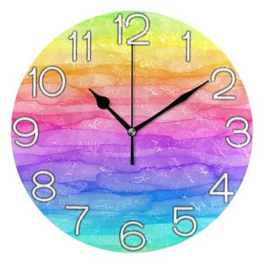 Imagem de GAIGEO Número de relógio branco com relógio de parede analógico Kedu relógio decorativo de cozinha bonito redondo sem tique-taque silencioso, decoração de sala de estar, arte moderna, 25 cm, ponteiros