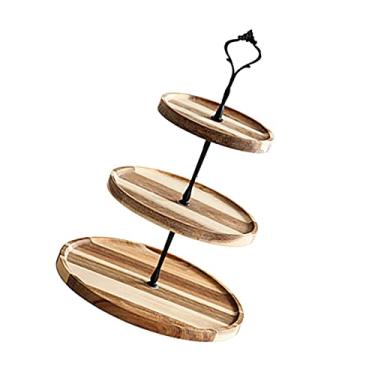 Imagem de GLOGLOW Rack de Suporte para Talheres, Bandeja de Exibição de 3 Camadas para Bolos e Frutas, Suporte para Servir Festas Em Liga de Madeira e Alumínio, Sobremesa de Madeira Vintage de 14,1 Onças (3