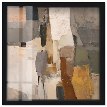 Imagem de Patchwork Plains II Shadowbox Print Boho Brown Wall Art por Art Remedy, moldura preta, 78 x 79 cm