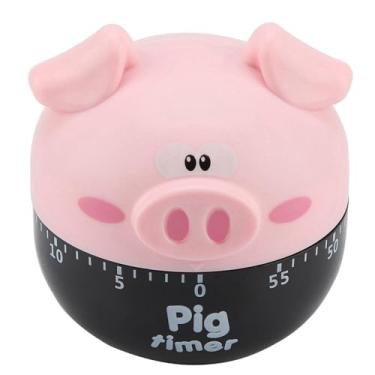 Imagem de GLOGLOW Temporizador, Temporizador de Cozimento Mecânico, Material ABS, 1-55 Minutos, Rosa e Cáqui, para Assar e Cozinhar Ovos Cute Cartoon Pig Kitchen Nan (Rosa)