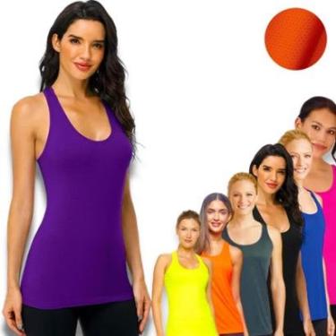 Imagem de Camiseta REGATA MALHA FRIA POLIAMIDA feminina Dry tecido furadinho Academia Fitness Corrida 658-Feminino