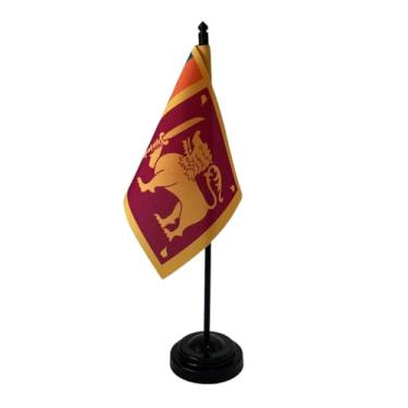 Imagem de Bandeira de Mesa Sri Lanka, 26cm Altura Total, 18x11cm Tecido Oxford, Face Única, Base Plástica, Decorativa, Multicolorido, para Escritório, Eventos e Cerimônias