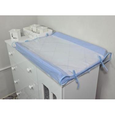 Imagem de Trocador De Cômoda Anatômico Americano Plastificado Azul Bebê Com Palh