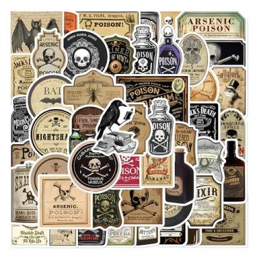 Imagem de Conjunto de adesivos retrô estilo escuro com 50 peças – Adesivos personalizados autoadesivos de PVC para laptops, geladeiras, notebooks e decoração criativa