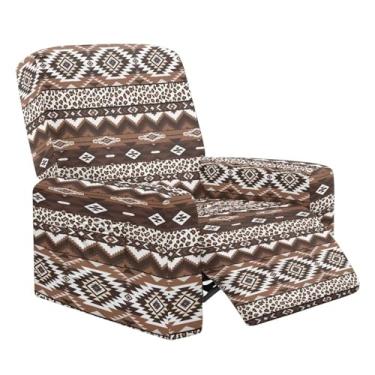 Imagem de Tansealive Capa para cadeira asteca reclinável marrom capas para poltronas estampadas para sofás ajustadas, 4 peças de capa de sofá para animais de estimação, sala de espera, home theater