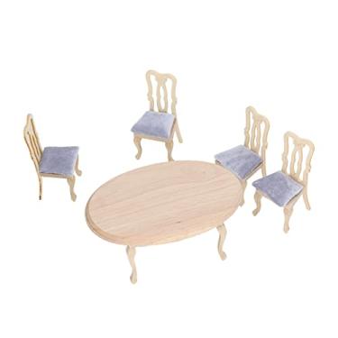 Imagem de Cryfokt Conjunto de Móveis para Casa de Bonecas Em Miniatura, Cadeira de Mesa para Decoração de Casa ou de Boneca, Material de Bétula, Conjunto de Jantar para Mini Bonecas