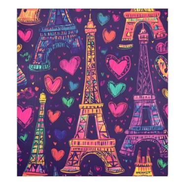 Imagem de Blueangle Torre Eiffel coração capa de ímã de máquina de lavar louça, decoração frontal da capa da máquina de lavar louça, adesivos de eletrodomésticos, adesivos de eletrodomésticos, 58 cm C x 66 cm