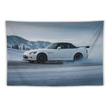 Imagem de HouLaiZhe JDM Tapeçaria de carro Snow Drifting S2000 Jdm esportes pendurar na parede quarto decoração de casa tapeçarias estética piquenique decoração de parede arte de parede para dormitório sala de