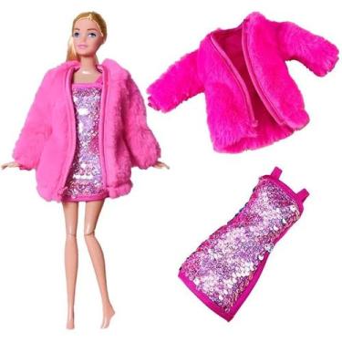 Imagem de Vestido Fashion Para Boneca Barbie, Conjunto De Inverno Com Saia, Suét