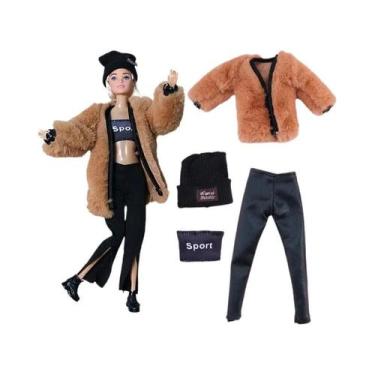 Imagem de Vestido Fashion Para Boneca Barbie, Conjunto De Inverno Com Saia, Suét