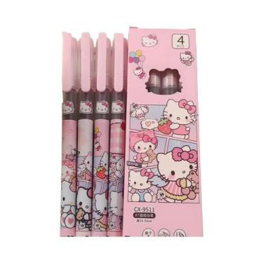 Imagem de Conjunto De Canetas Gel De Ponta Fina Pretas 4 Peças Escrita Suave Tin