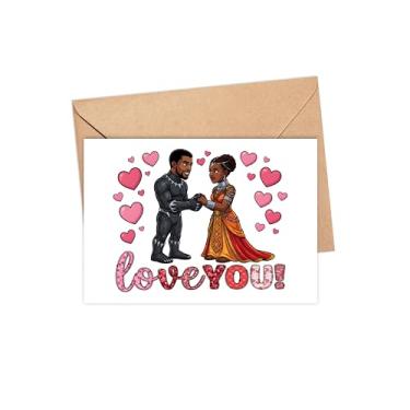 Imagem de ZhangDuy Cartão de amor para casal guerreiro da pantera real - cartão romântico dos namorados - presente com tema de coração para marido, esposa, namorado, namorada, lembrança de aniversário de