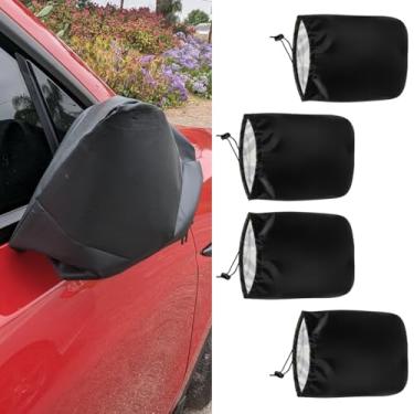 Imagem de Tuxihapp 4 peças de capa de espelho lateral de carro, capa de proteção de espelho retrovisor de pano Oxford à prova d'água para gelo, neve, geada, orvalho, chuva, pássaro, cocô, cocô de pássaro