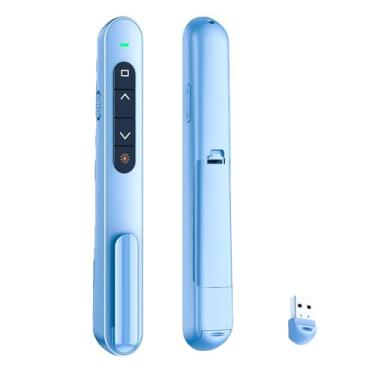 Imagem de Clicker de apresentação para PowerPoint, RF 2,4 GHz USB sem fio apresentador remoto com controle de volume, PowerPoint Clicker Slide Advancer para Mac, Windows, Laptop, Keynote, azul