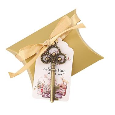 Imagem de aqxreight Chaves Abridor de Garrafa Com Etiquetas de Acompanhante Cartão Fita de Seda Presente Decoração de Festival de Casamento Casamento A Chave do Conjunto é Abridor Branco Etiqueta de Chave