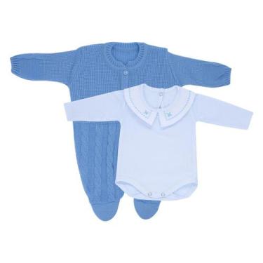 Imagem de Kit macacão Trançado Azul Claro e Body Gola Bordada DU, RN, Azul claro