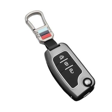 Imagem de Capa dobrável para chave de carro em liga compatível com Ford Focus 2 3 Ecosport C-Max S-Max Ka Mondeo Kuga Galaxy Fiesta Acessórios para chaveiro(Gray)