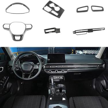Imagem de BoxCheer Apto para Honda 11ª geração Civic 2022 2023 2024 2025 ABS conjunto completo painel interior do carro e painel central faixa de acabamento de saída de ar acessórios de volante do carro 7 peças