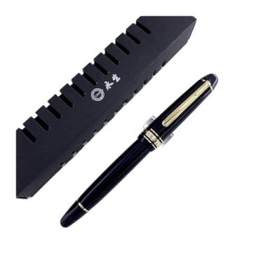 Imagem de CYSUE Caneta-tinteiro com enchimento de pistão, melhor resina acrílica, EF/F, ponta de irídio, caneta de tinta para escrita, escritório, com caixa de presente (clipe dourado preto, F 0,5 mm)