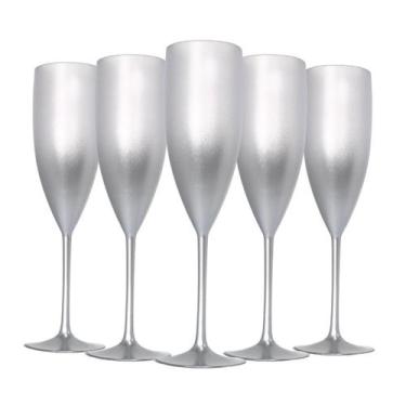 Imagem de 5 Taças Champanhe Acrílico Degrade 160ml Natal Festas Drink - M&CA PLA