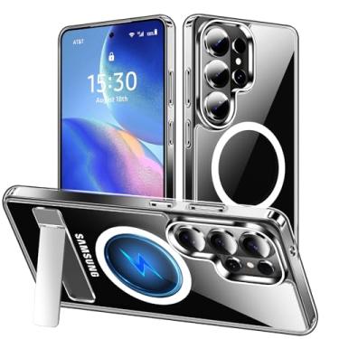 Imagem de Capa magnética para Samsung Galaxy S26 Ulta, [compatível com MagSafe] [Suporte invisível embutido] [3 formas de suporte] [à prova de choque de grau militar] Capa fina transparente para Samsung Galaxy