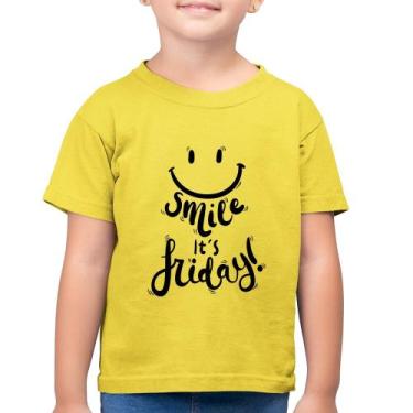 Imagem de Camiseta Algodão Infantil Smile, It's Friday! - Foca na Moda, Amarelo 