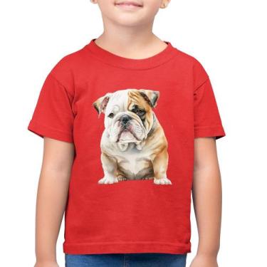 Imagem de Camiseta Algodão Infantil Bulldog-Inglês - Foca na Moda, Vermelho, 6