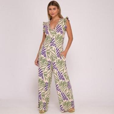 Imagem de Macacão Pantalona Manga Babado B'Bonnie Lays Est Roxa-Feminino