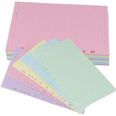 Imagem de ZEONHEI 400 folhas de papel pautado com meia letra – 14 cm x 21,6 cm, papel pautado para faculdade, 3 furos, folhas de enchimento pautadas largas coloridas para cadernos de 3 anéis de escritório