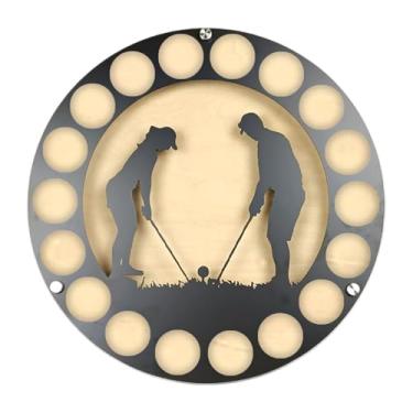Imagem de YIJU Suporte circular para bolas de golfe, fácil de instalar, ideal para golfistas. Decoração de parede em metal com silhueta de bola de golfe, Style D