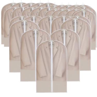 Imagem de Kit 30 Peças Organizador de Roupas 60x120cm contra Poeira com Tampa Protetora Capa Casaco Saco Translúcido Cobrir Terno
