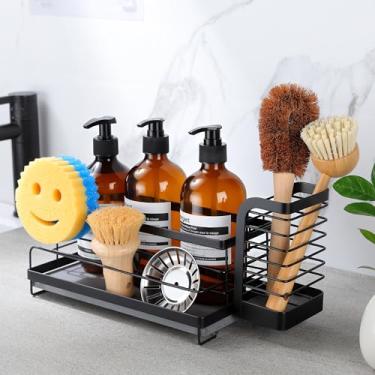 Imagem de Daoun Organizador de pia de cozinha com pedra de secagem instantânea, suporte de esponja de prato para pia de cozinha, suporte de escova de cozinha de aço inoxidável