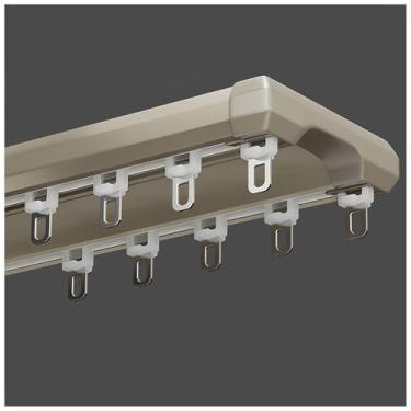 Imagem de Trilho de cortina de fileira dupla resistente - Haste de alumínio ajustável silenciosa para montagem no teto, ideal para divisórias de sala e janelas de sacada, serve de 7 a 6 m (27-23)