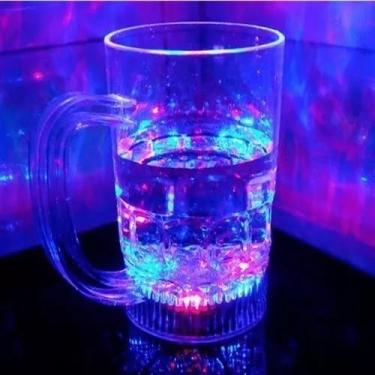 Imagem de Copo longo de LED sensor de água e Botão (15cm X 6cm) 250ml Caneca Bebida Balada Bar Luz Brilho(Caneca - 350 ml - SEM sensor)