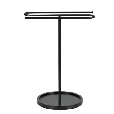 Imagem de Dpofirs Toalheiro Autônomo, Metal, 14 Polegadas de Altura, Design Em Formato de S, Duas Camadas Com Bandeja Inferior, Sem Necessidade de Perfuração (BLACK)