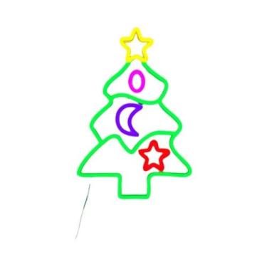 Imagem de Letreiro Neon LED Vibrante De Feliz Natal, Decoração De Parede, Luz De