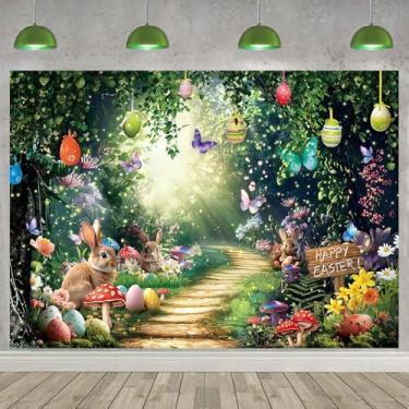 Imagem de Pano de fundo Feliz Páscoa País das Maravilhas 3,5 x 2,3 m Floresta Encantada Conto Borboleta Fada Fotografia Fundo Decoração Festa de Páscoa Suprimentos Foto Adereços