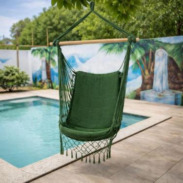 Imagem de Rede Cadeira de Teto Suspensa Descanso e Balanço(VERDE MILITAR)