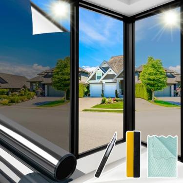 Imagem de Bloss Película para janela de privacidade unidirecional, película de privacidade diurna transparente, película refletiva de janela com 3 ferramentas, proteção contra raios UV para portas de vidro